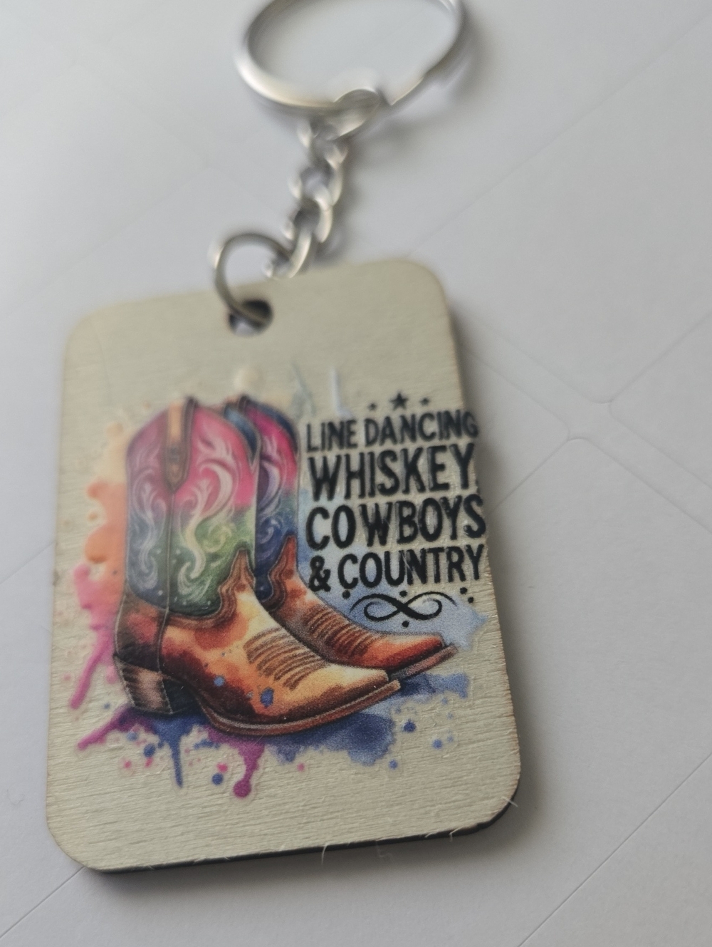 Handmade country western keychain – Line Dancing • Whiskey • Cowboys Charm Key12